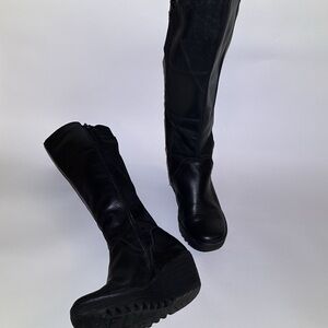 Fly London Black Yeve Wedge Heeled Boots